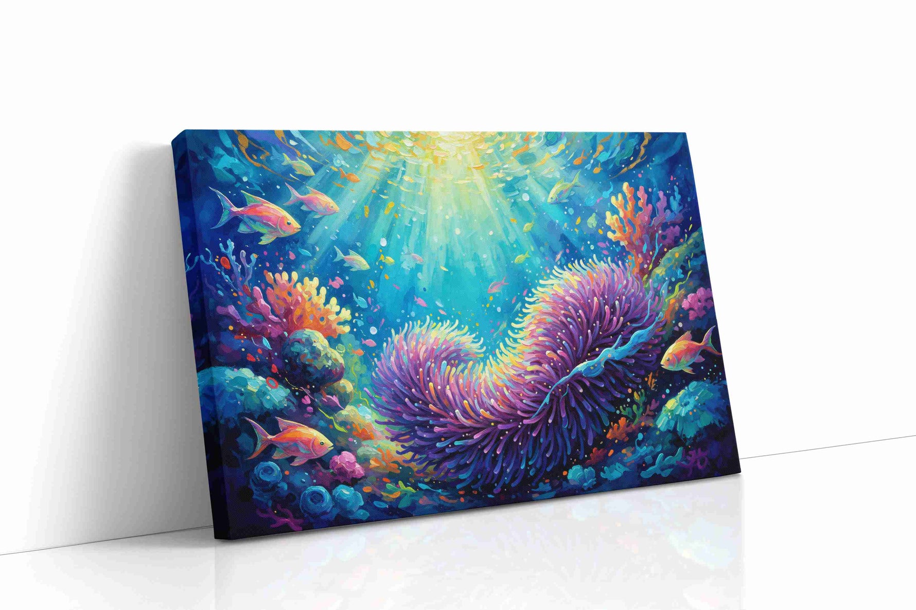 Enchanted Coral Symphony sealife canvas print gallery-wrapped landscape canvas studio shot