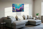 Enchanted Coral Symphony sealife canvas print in a living room scene