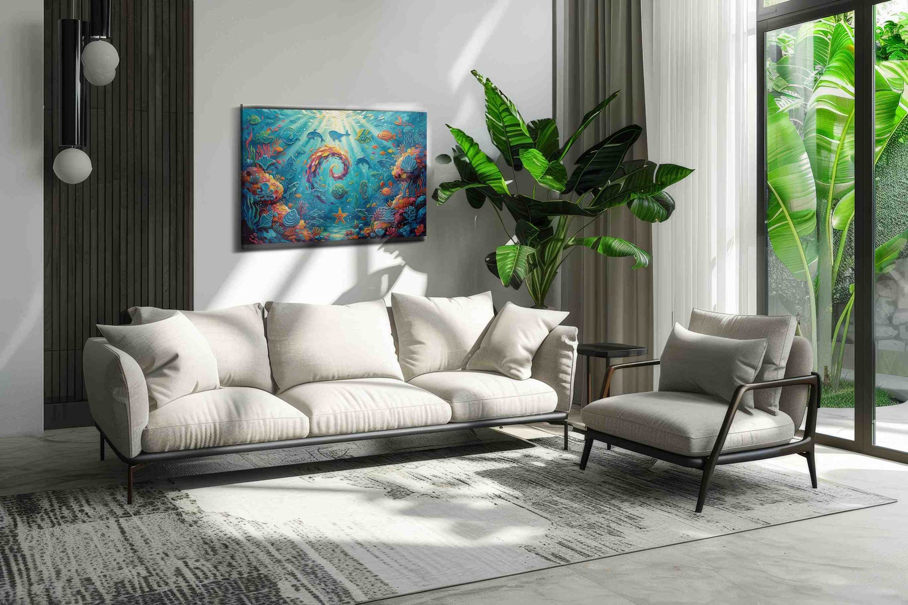 Eternal Dance of the Reef sealife canvas print, on wall, lifestyle preview