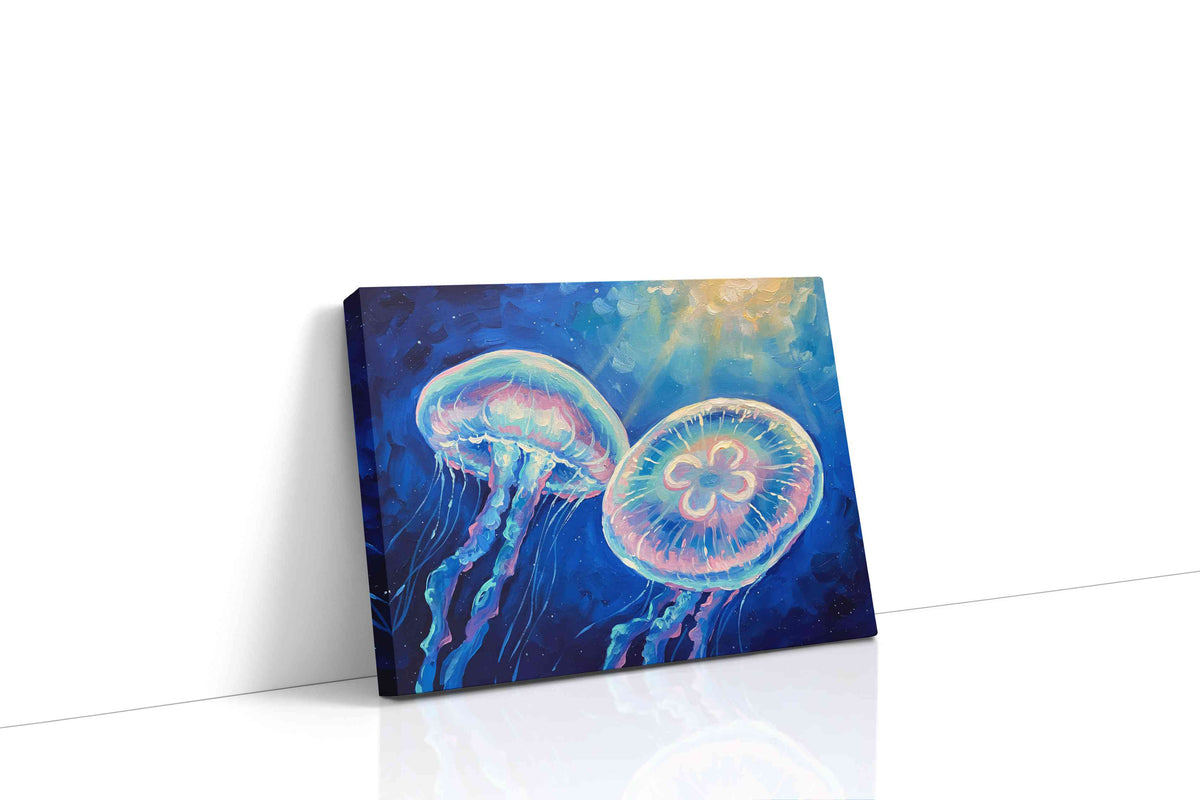 Ethereal Dance of the Deep sealife canvas print, gallery-wrapped, ready to hang