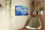 Ethereal Dance of the Deep sealife canvas print styled in a living room