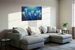 Ethereal Dance of the Deep II sealife canvas print, displayed in a living room