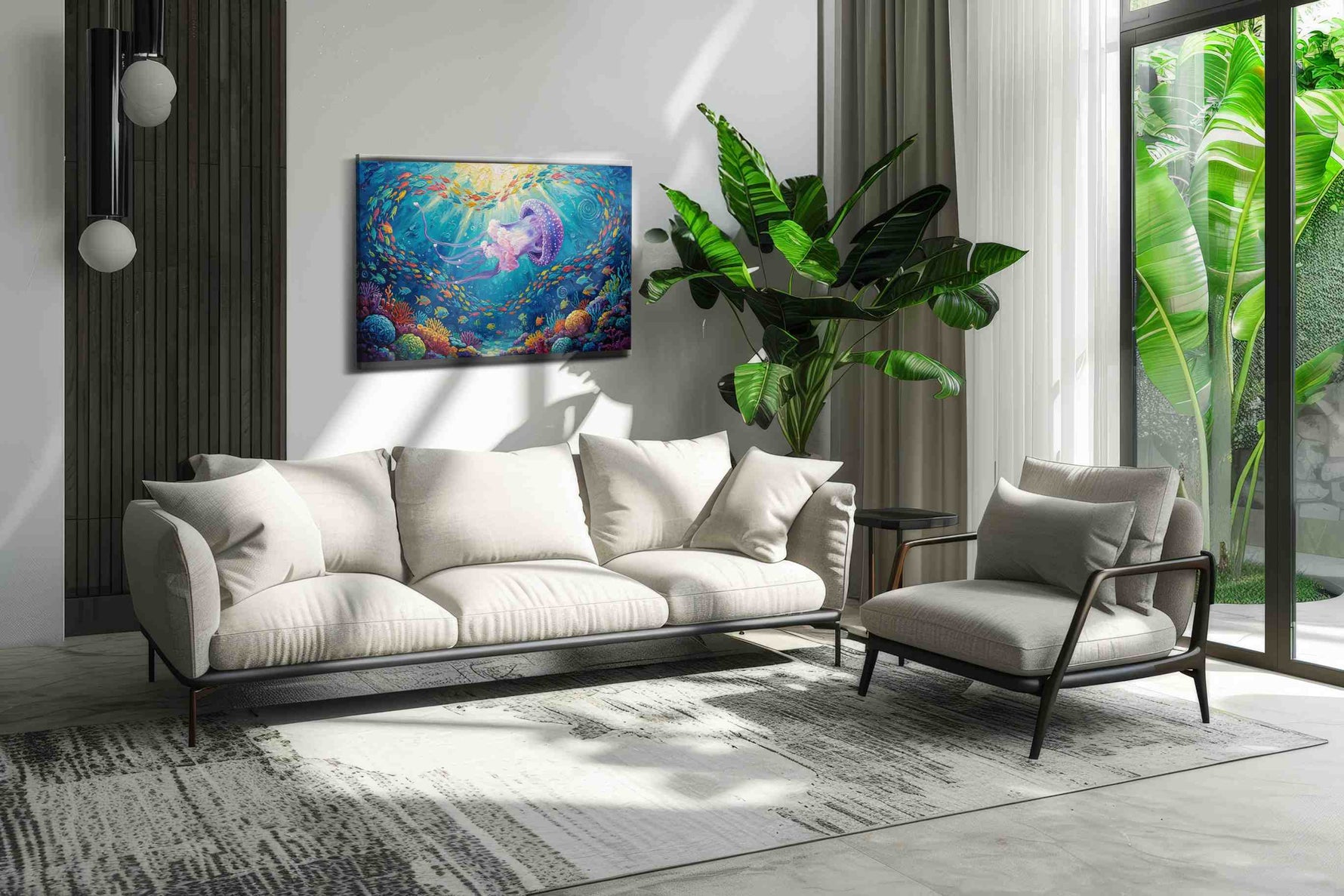 Ethereal Dance of the Deep III sealife canvas print in a hung canvas mockup