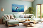 Ethereal Leap of Joy sealife canvas print, hanging on wall