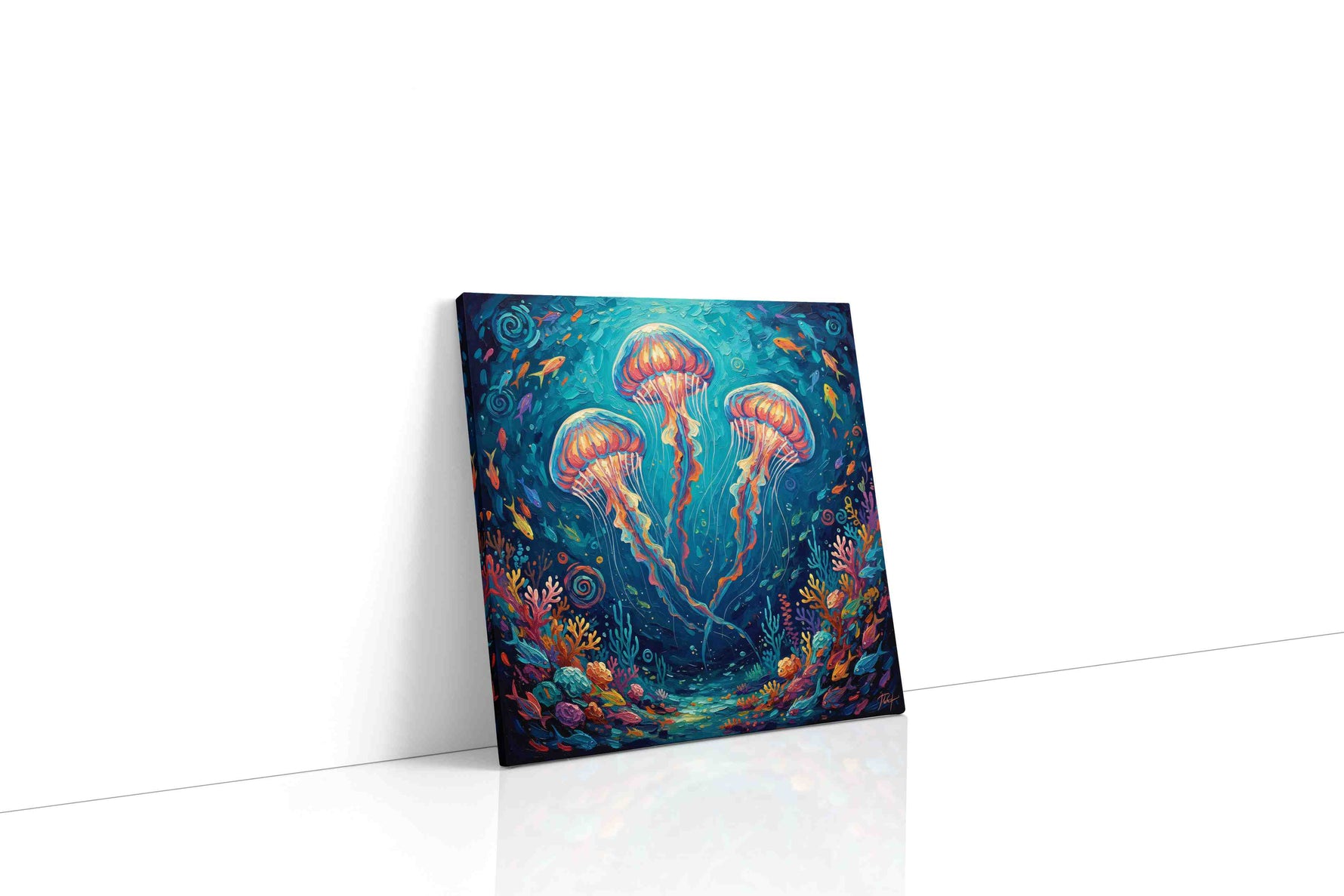 Ethereal Ocean Ballet sealife canvas print, gallery-wrapped, ready to hang