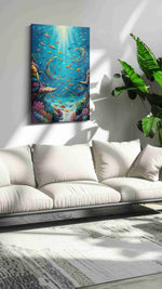 Ethereal Ocean Dance sealife canvas print, on wall, lifestyle preview
