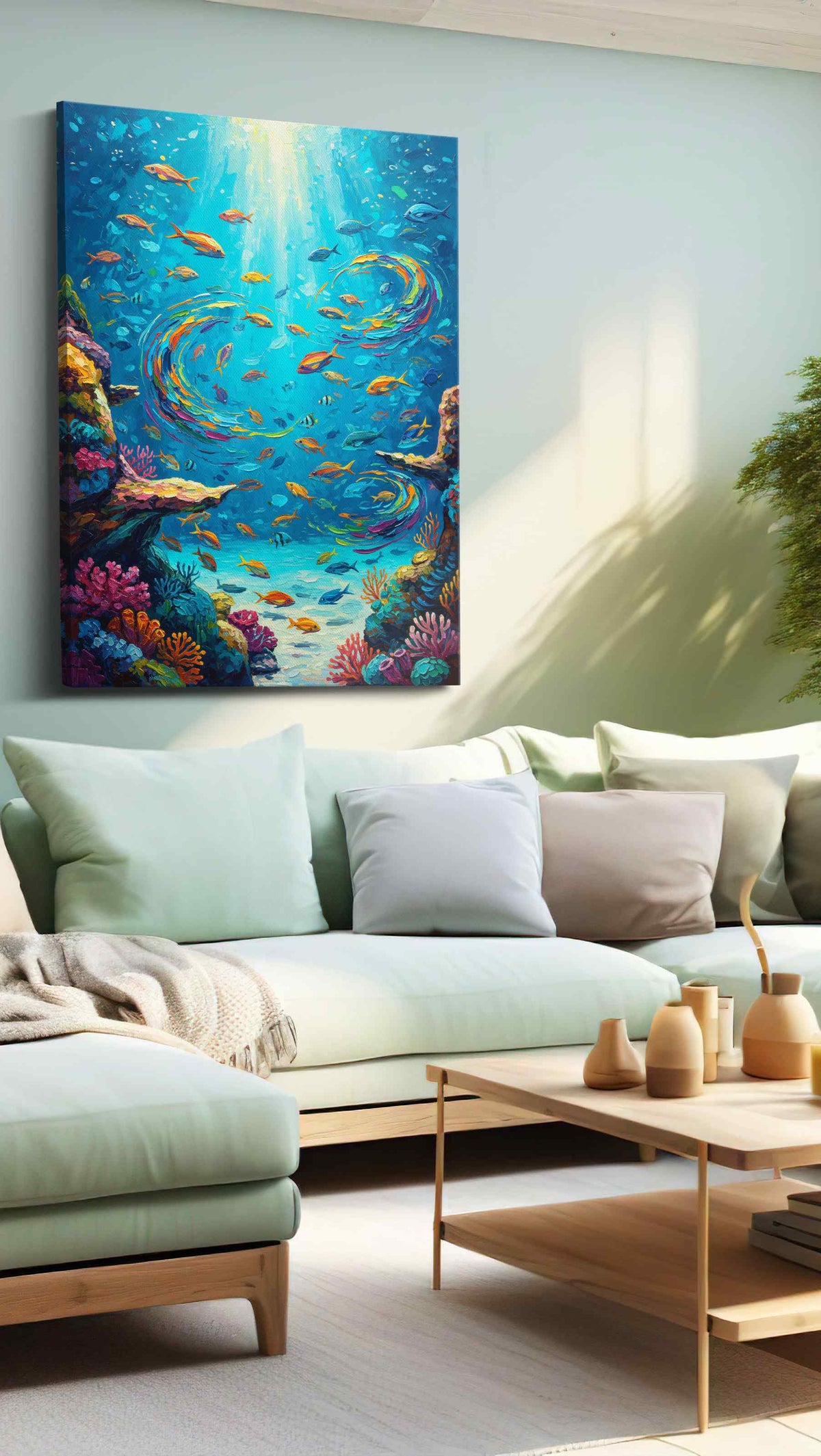 Ethereal Ocean Dance – sealife canvas wall art, gallery-wrapped, ready to hang