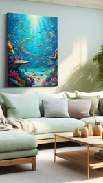 Ethereal Ocean Dance – sealife canvas wall art, gallery-wrapped, ready to hang