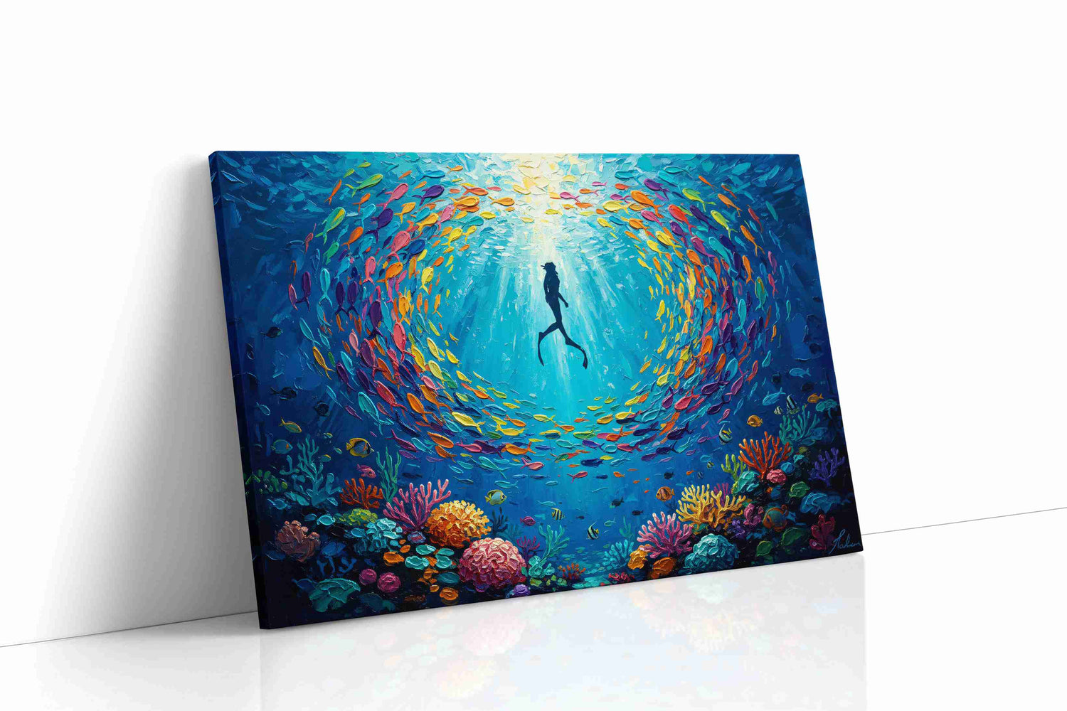 Ethereal Underwater Symphony sealife canvas print, gallery-wrapped, ready to hang