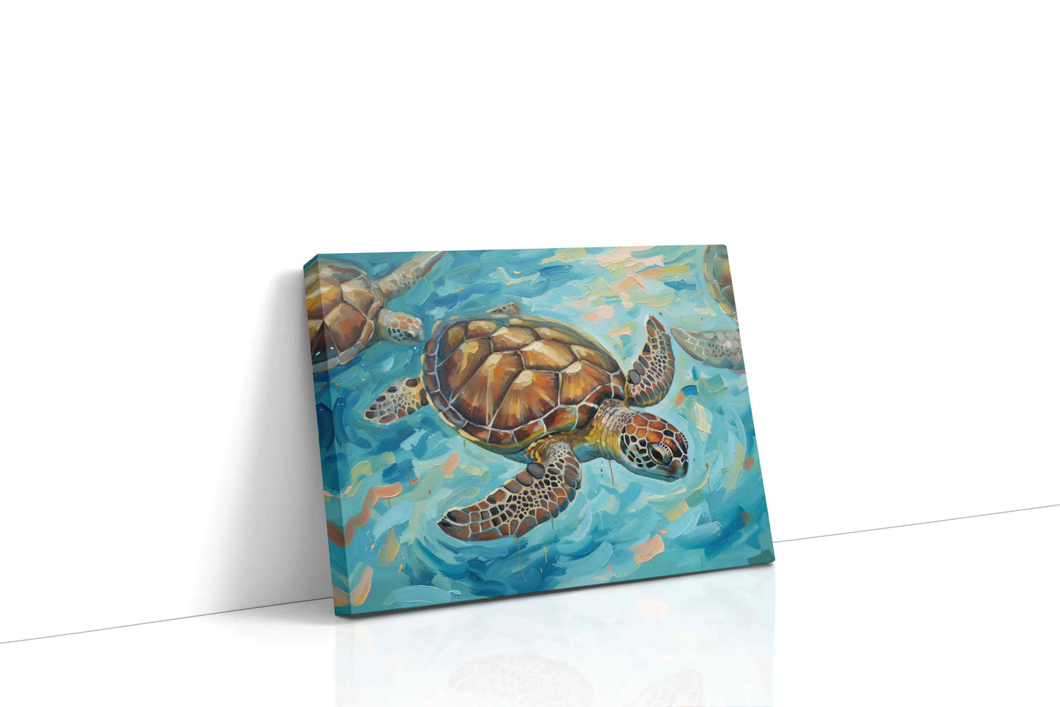 Gentle Drift of Turtles sealife canvas print, gallery-wrapped, ready to hang