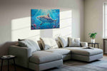 Guardian of the Abyss sealife canvas print, displayed in a living room
