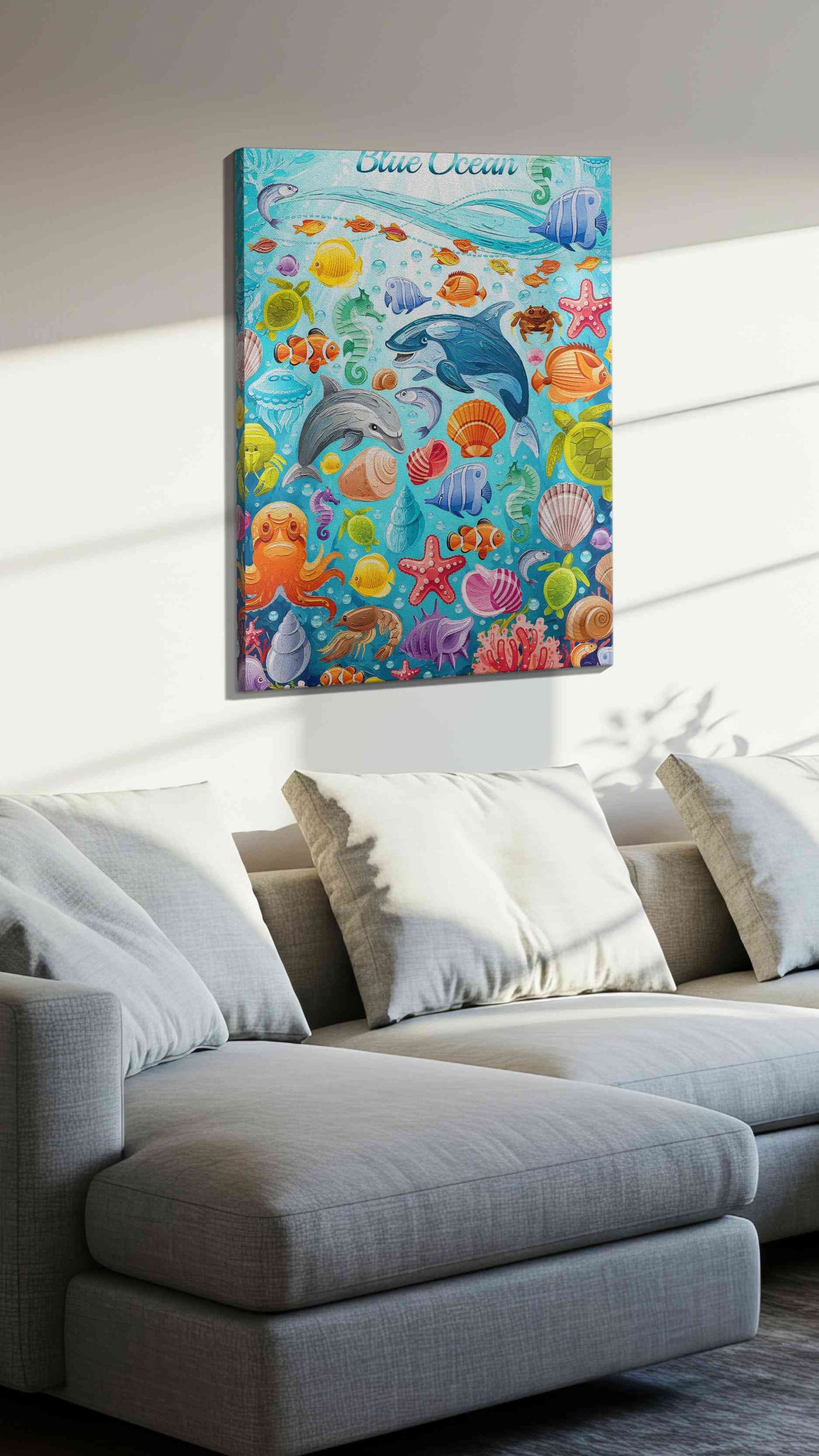 Harmony Under the Waves – sealife canvas wall art, gallery-wrapped, ready to hang