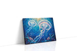 Jellyfish Ballet in Azure Depths sealife canvas print, gallery-wrapped, ready to hang
