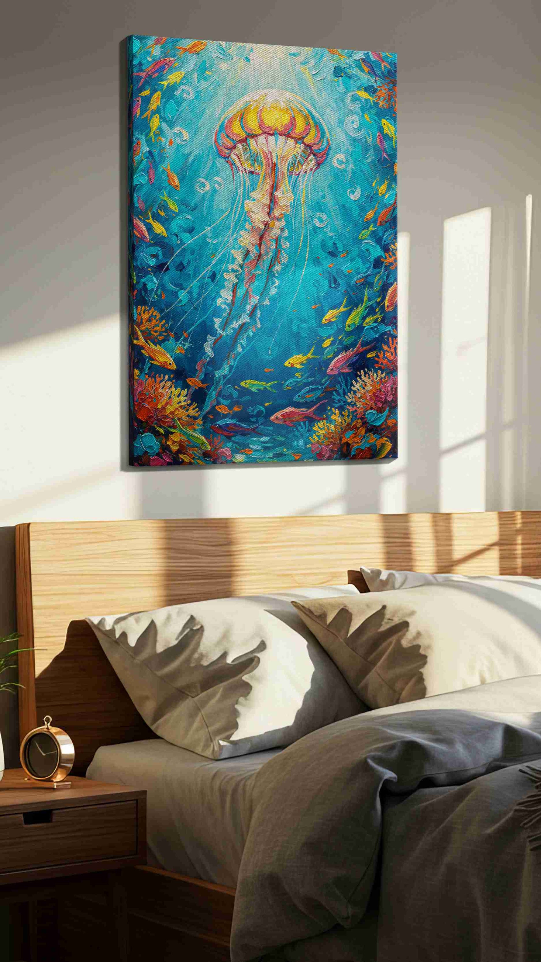 Jellyfish Symphony – sealife canvas wall art, gallery-wrapped, ready to hang
