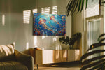 Jellyfish Symphony II sealife canvas print, on wall, lifestyle preview