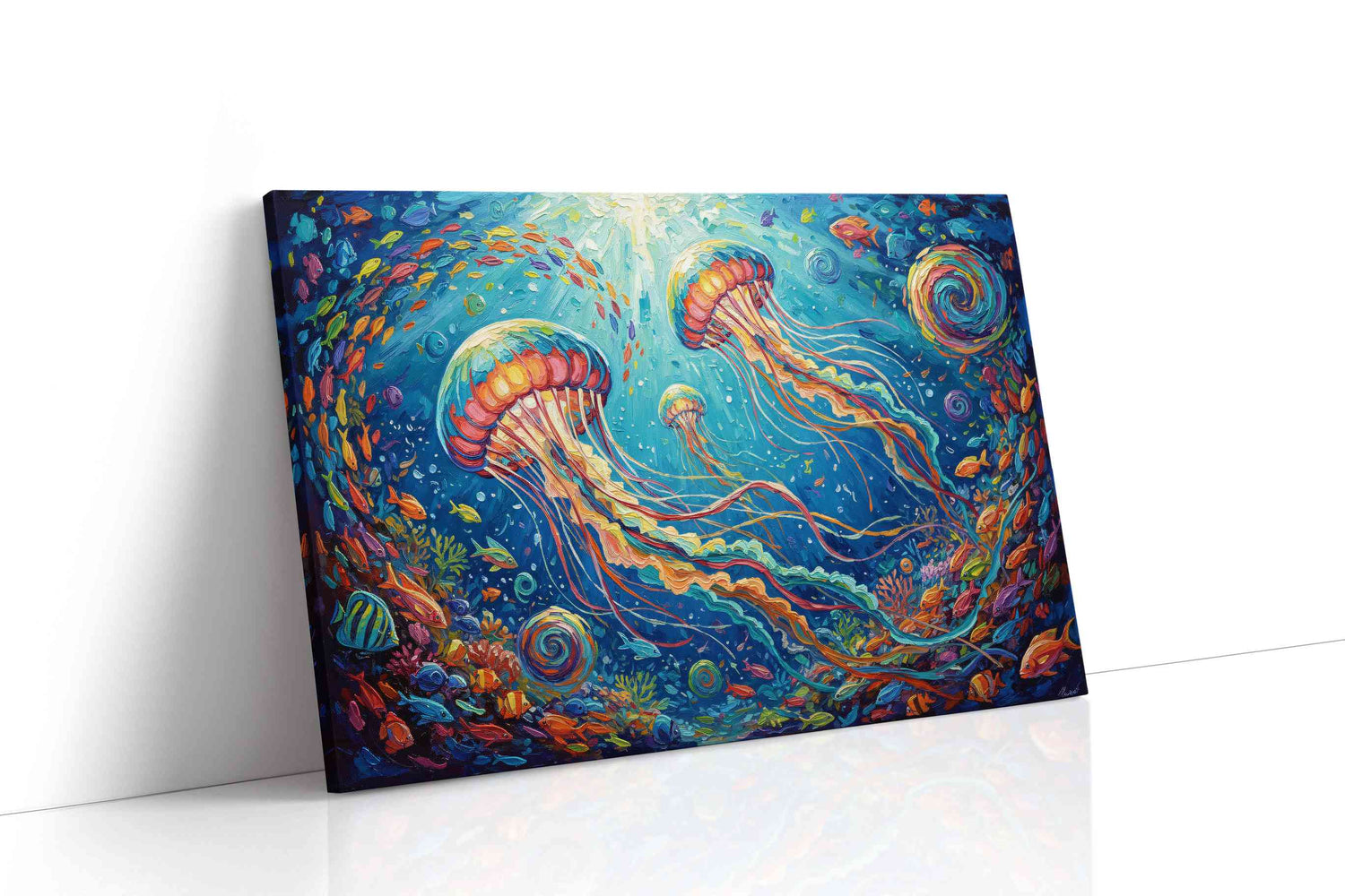 Jellyfish Symphony II sealife canvas print, gallery-wrapped, ready to hang