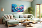 Luminescent Reef Symphony sealife canvas print, hanging on wall