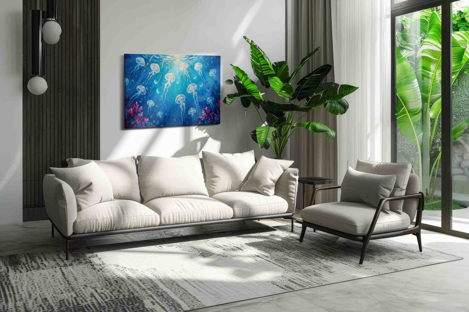Luminous Dance Beneath the Waves – sealife canvas wall art, gallery-wrapped, ready to hang