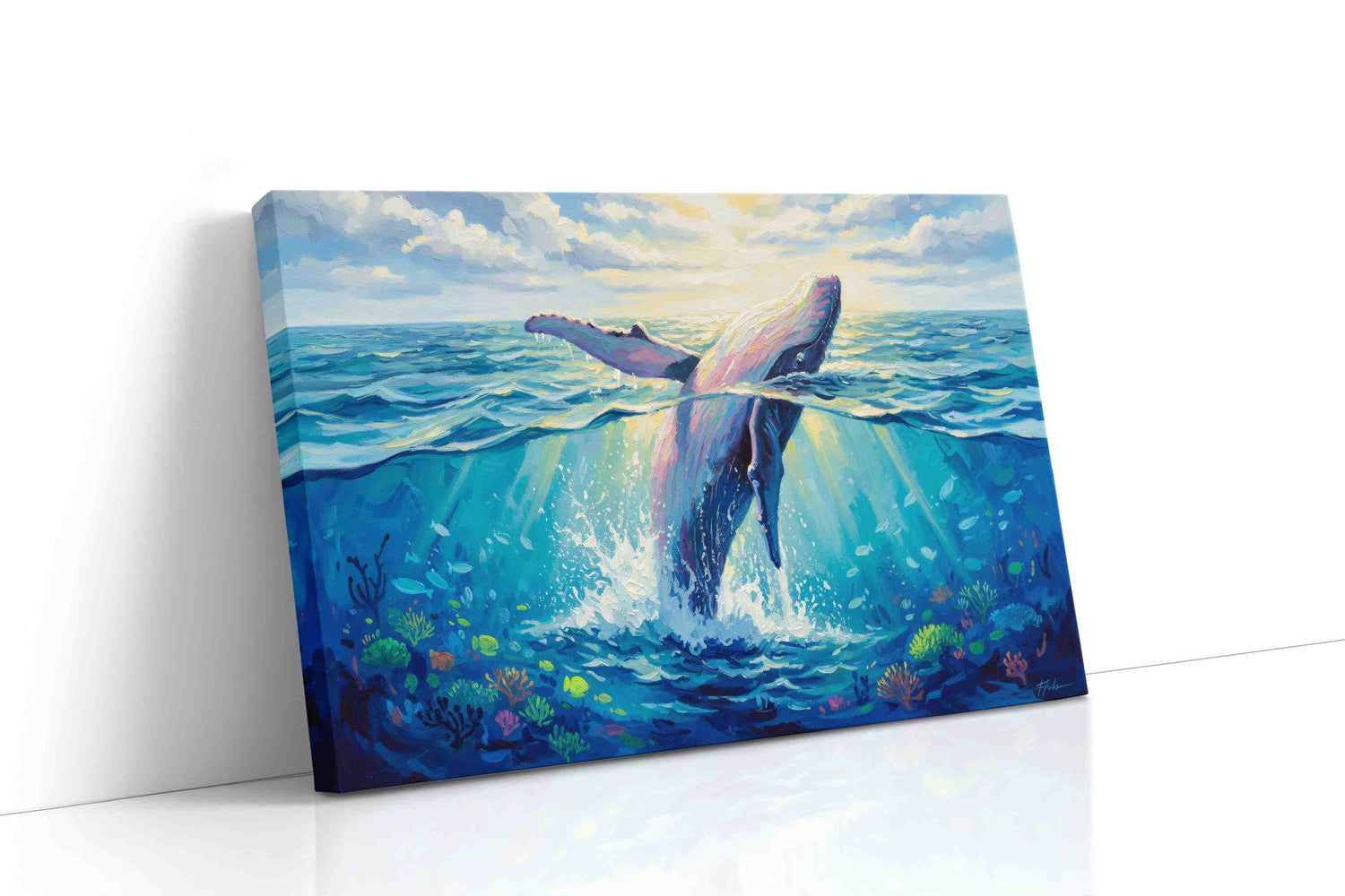 Majestic Ocean Leap sealife canvas print, gallery-wrapped, ready to hang