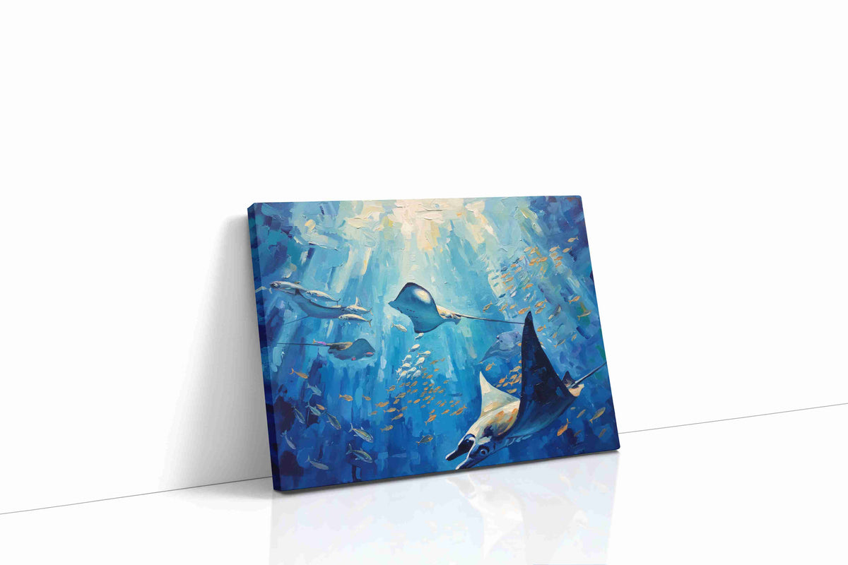 Ocean Ballet of Rays sealife canvas print gallery-wrapped landscape canvas studio shot