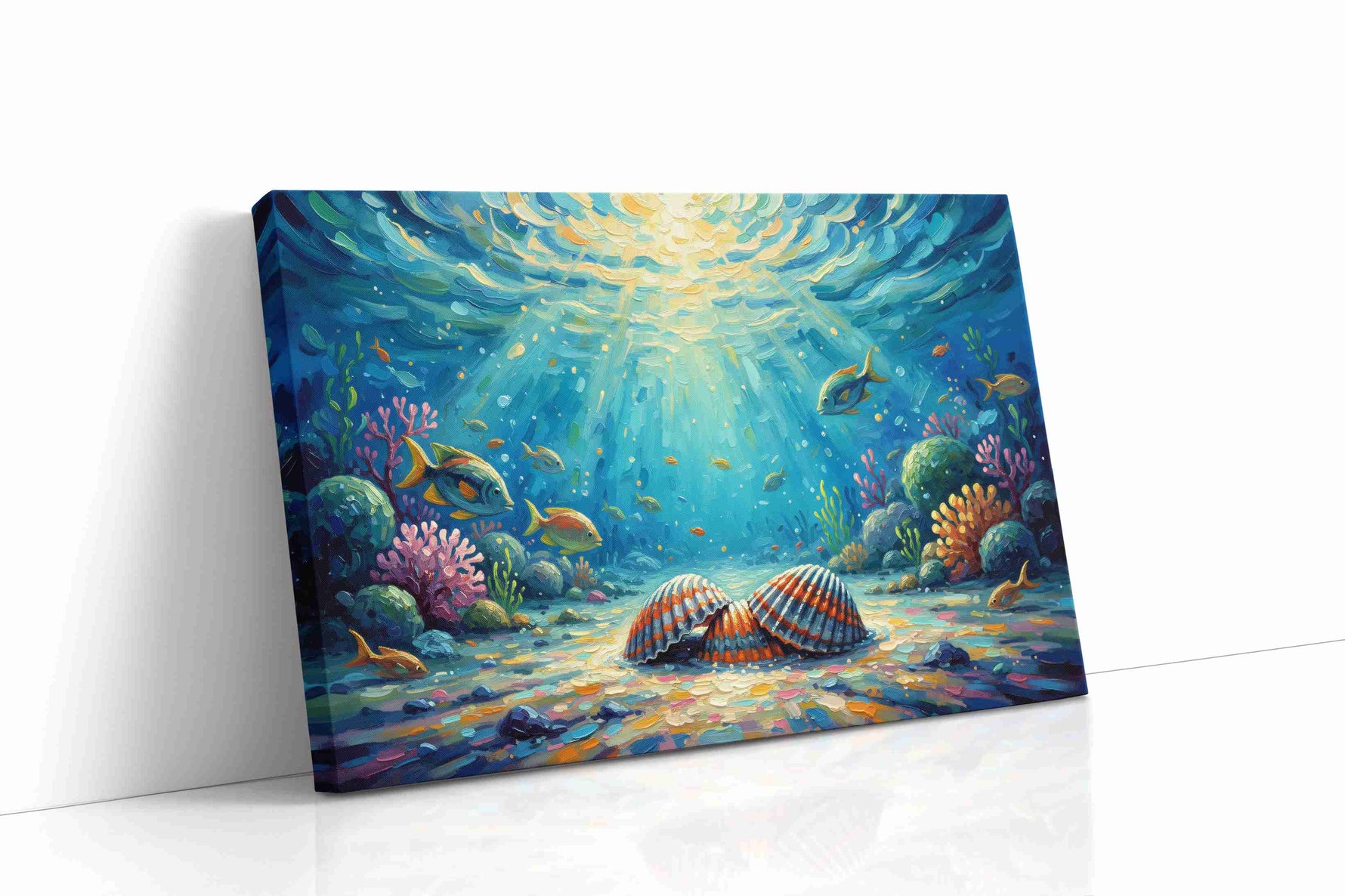 Ocean's Dreamscape Symphony sealife canvas print, gallery-wrapped, ready to hang