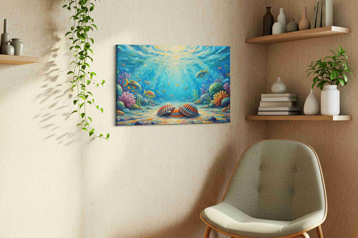 Ocean's Dreamscape Symphony – sealife canvas wall art, gallery-wrapped, ready to hang