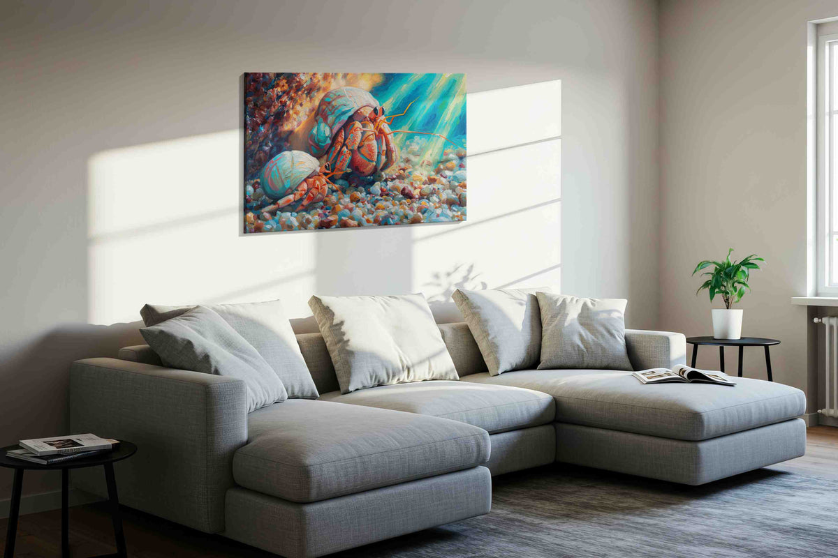Ocean's Secret Dweller sealife canvas print, displayed in a living room
