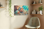 Ocean's Secret Dweller sealife canvas print styled in a living room