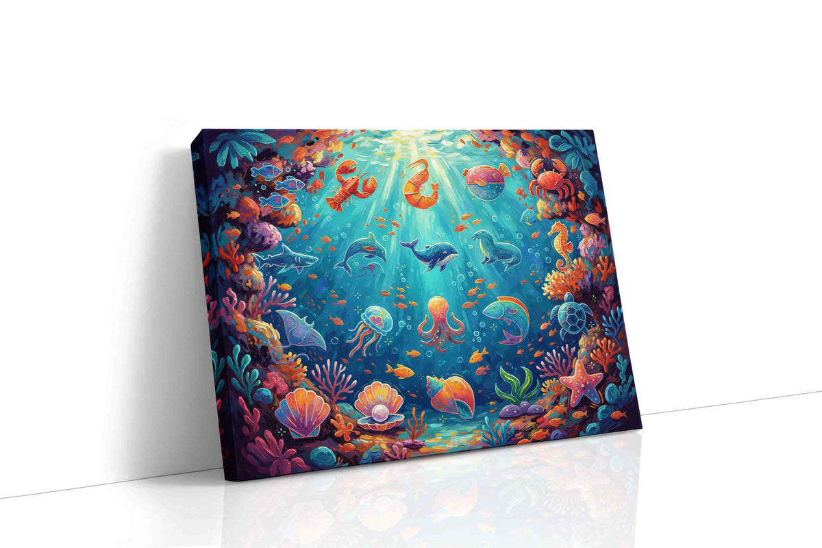 Ocean's Vibrant Canvas sealife canvas print gallery-wrapped landscape canvas studio shot