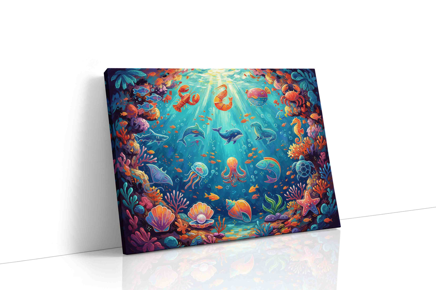 Ocean's Vibrant Canvas sealife canvas print, gallery-wrapped, ready to hang
