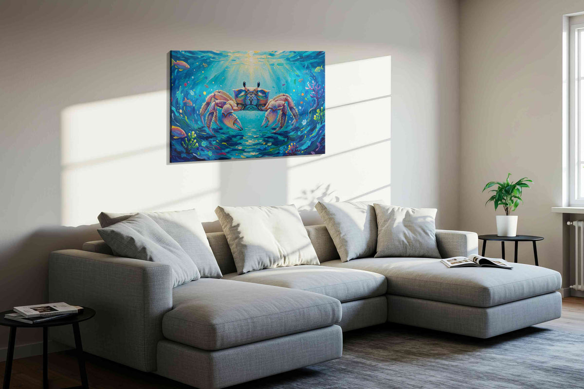 Oceanic Dance of the Crab – sealife canvas wall art, gallery-wrapped, ready to hang