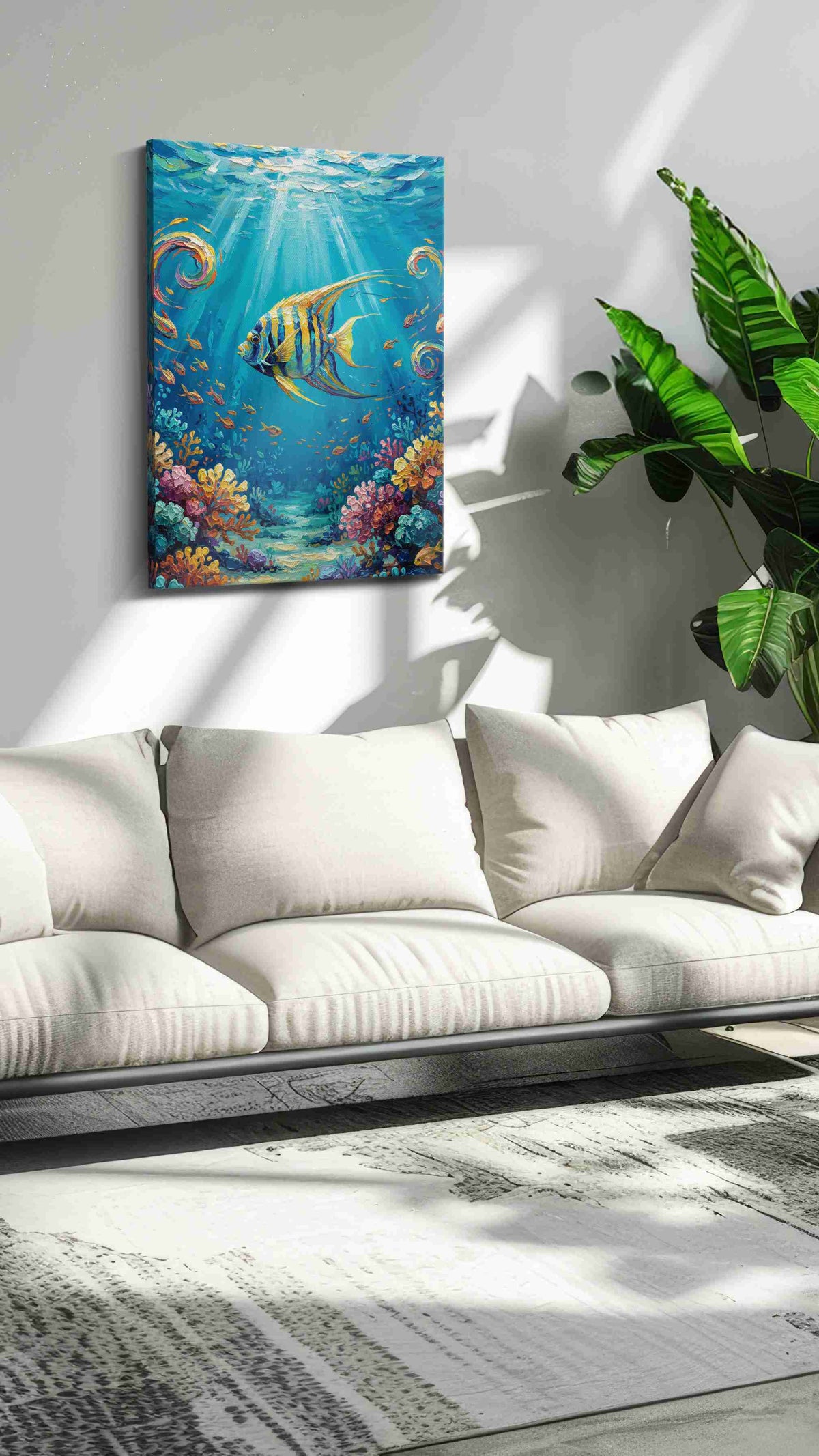 Radiance Beneath the Waves sealife canvas print, on wall, lifestyle preview