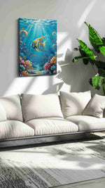 Radiance Beneath the Waves sealife canvas print, on wall, lifestyle preview