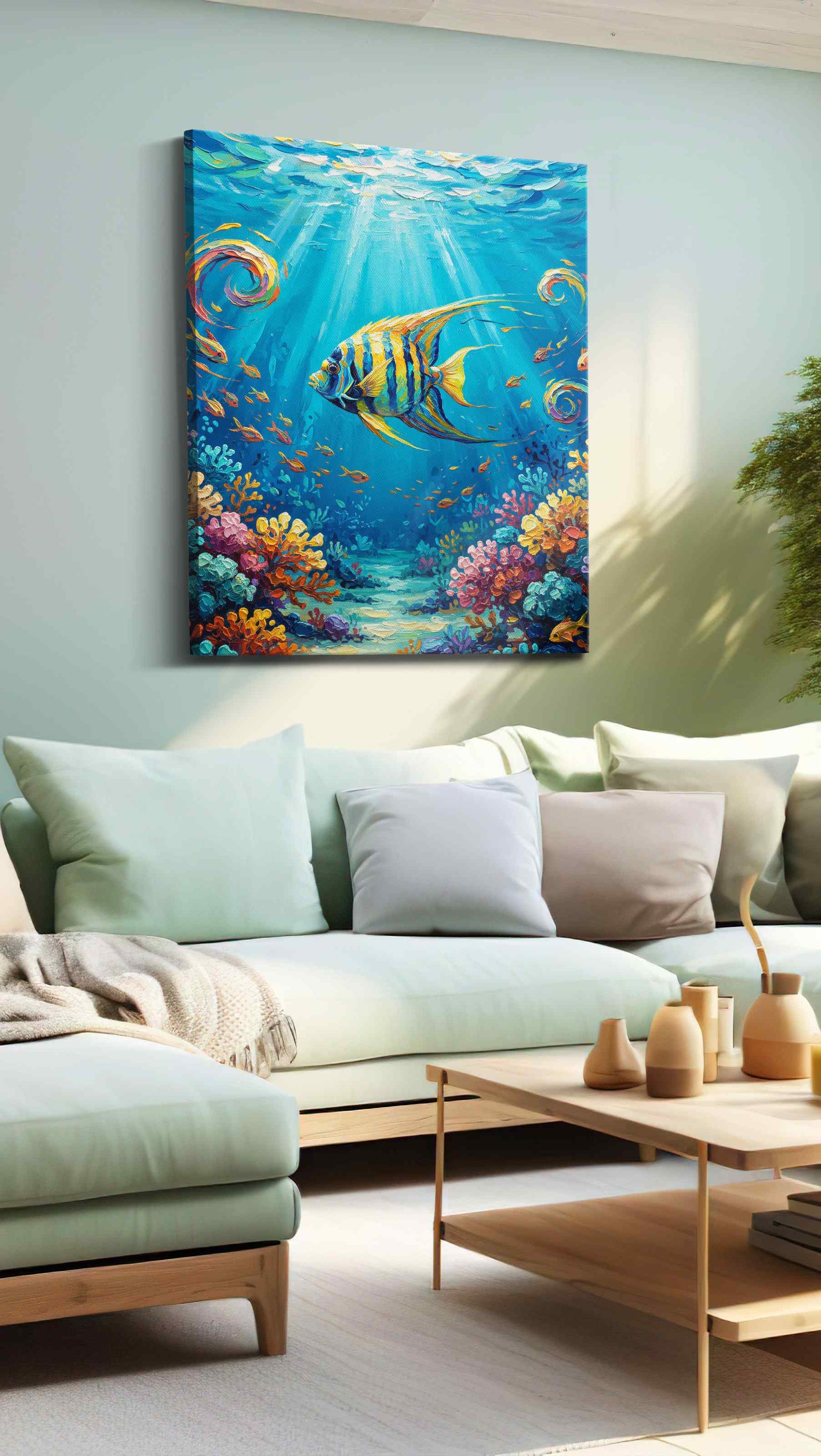 Radiance Beneath the Waves – sealife canvas wall art, gallery-wrapped, ready to hang