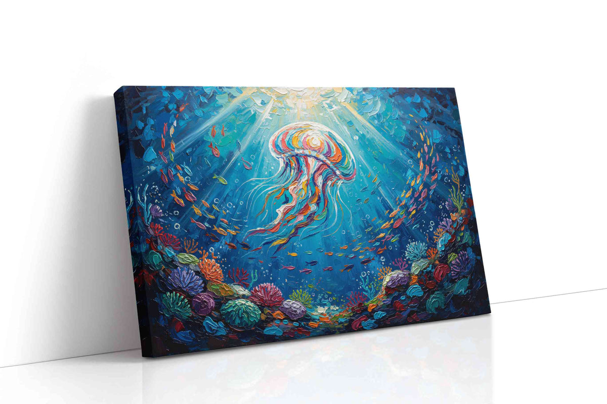Radiant Ocean Ballet sealife canvas print, gallery-wrapped, ready to hang