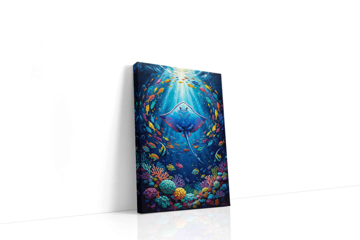 Radiant Ocean Spiral sealife canvas print, gallery-wrapped, ready to hang