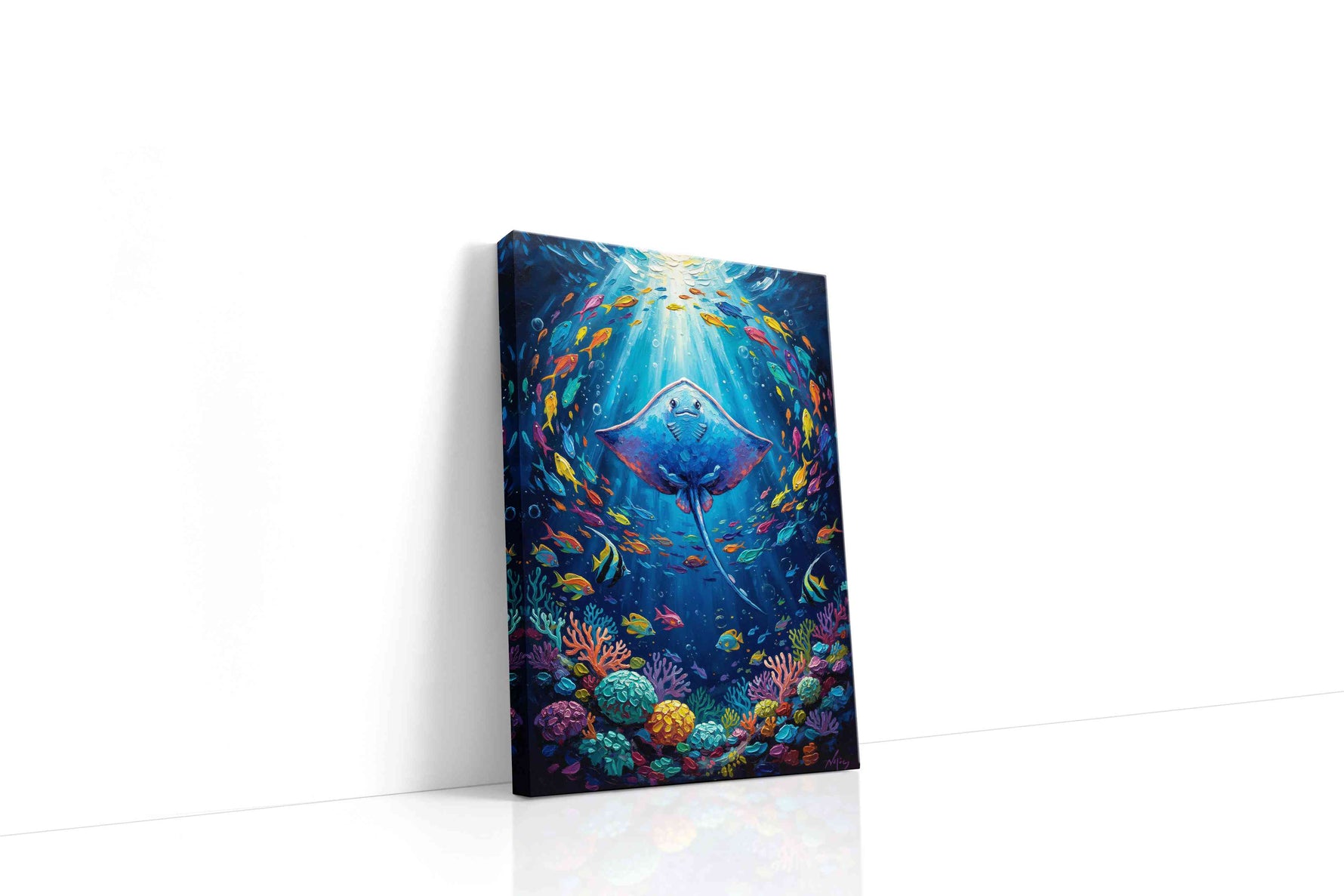 Radiant Ocean Spiral sealife canvas print, gallery-wrapped, ready to hang