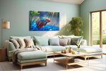 Radiant Underwater Symphony sealife canvas print shown in a wall scene