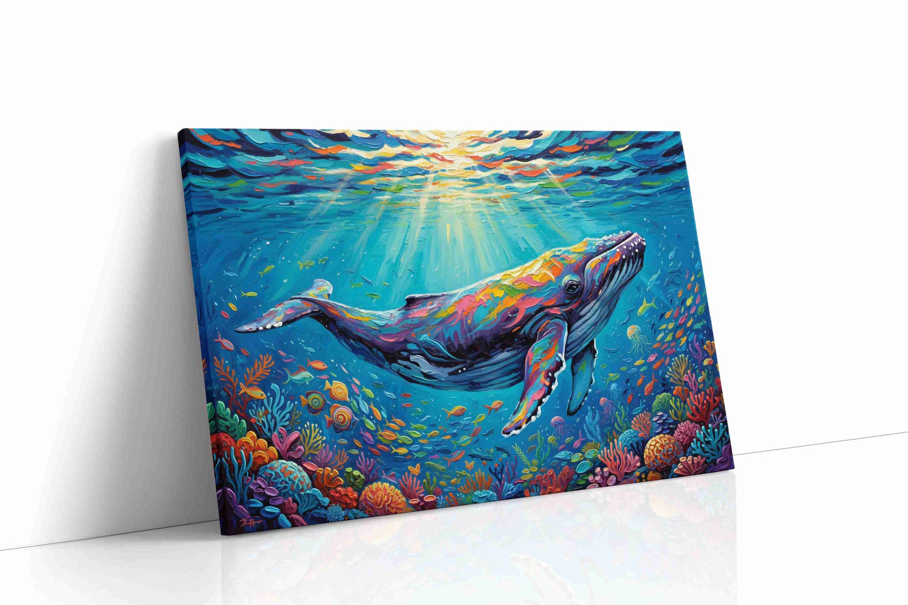 Rainbow Leviathan Odyssey sealife canvas print gallery-wrapped landscape canvas studio shot