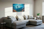 Riding the Ocean's Dream sealife canvas print, displayed in a living room