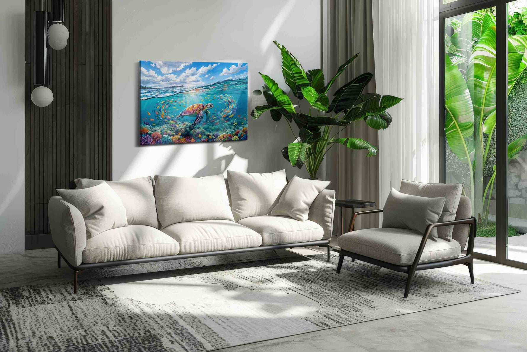 Serenade of the Coral Seas sealife canvas print, on wall, lifestyle preview