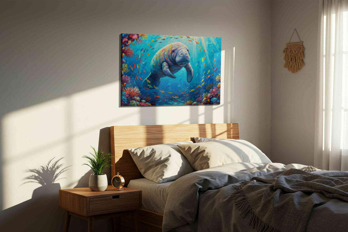 Serenade of the Seas sealife canvas print, displayed in a bedroom