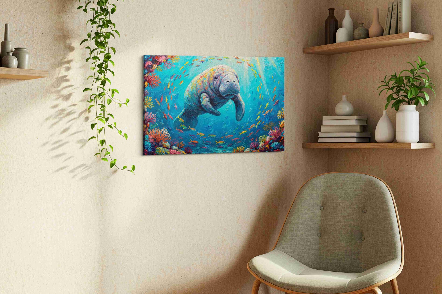 Serenade of the Seas sealife canvas print in a living room scene