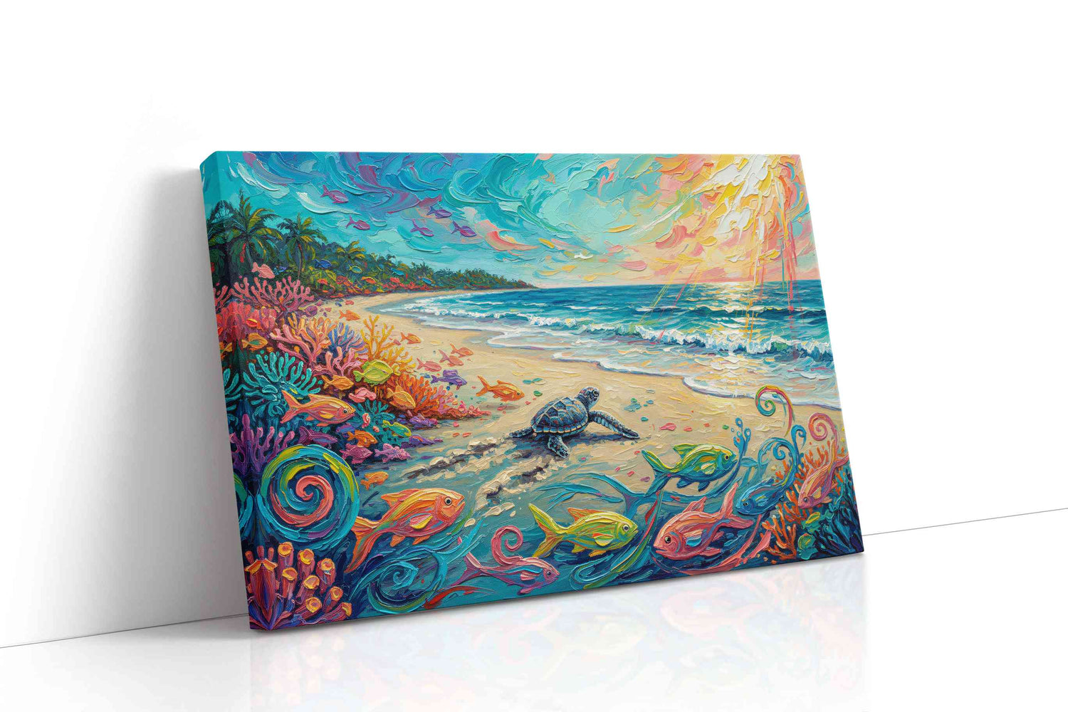 Tropical Dawn Serenade sealife canvas print, gallery-wrapped, ready to hang