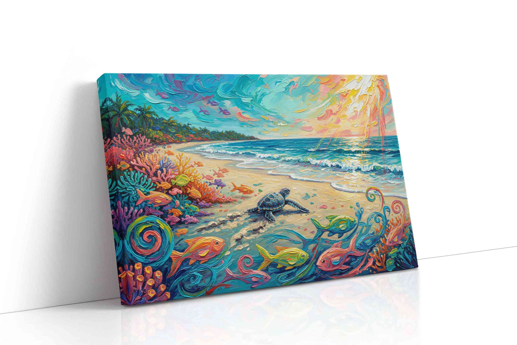 Tropical Dawn Serenade sealife canvas print, gallery-wrapped, ready to hang