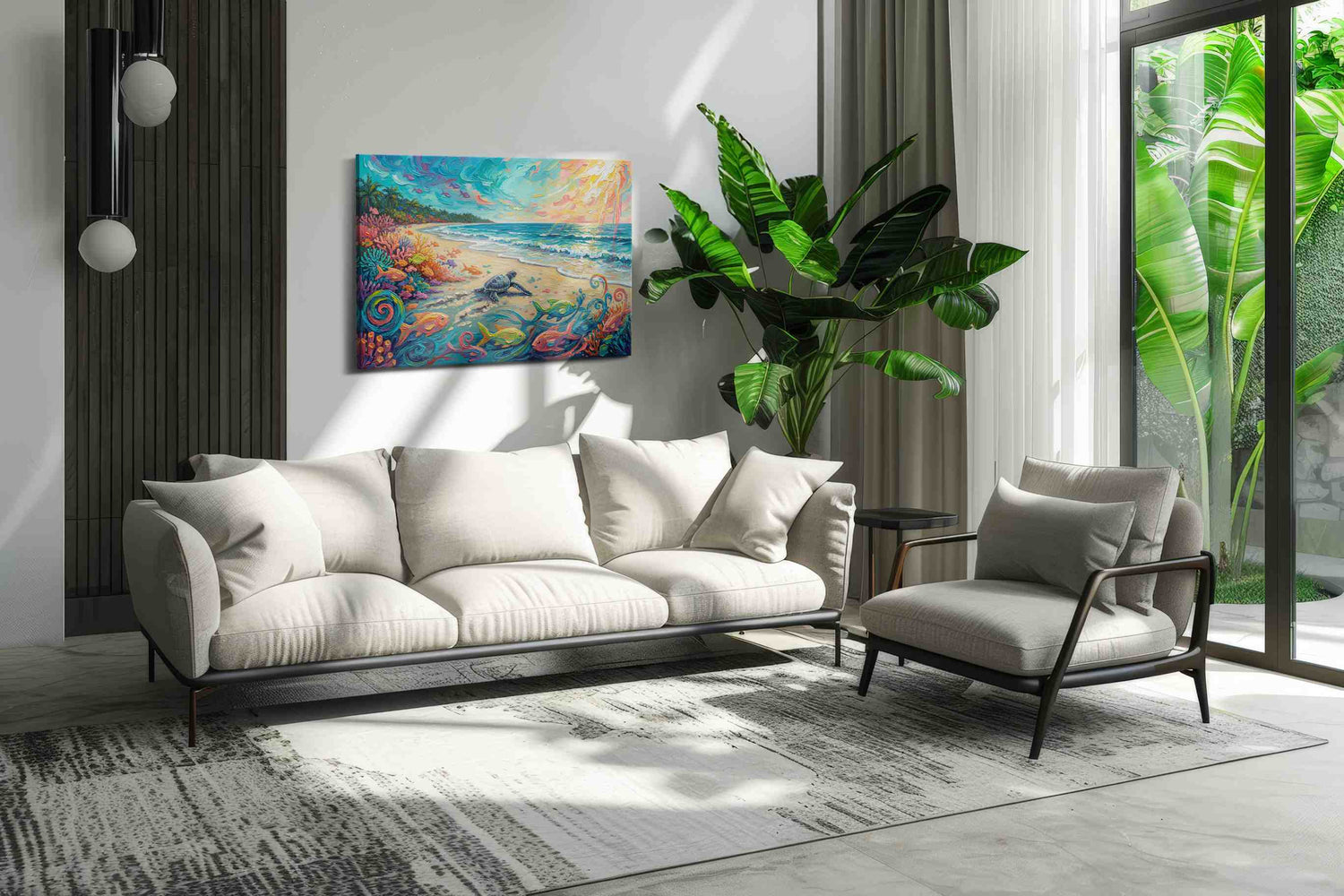 Tropical Dawn Serenade – sealife canvas wall art, gallery-wrapped, ready to hang