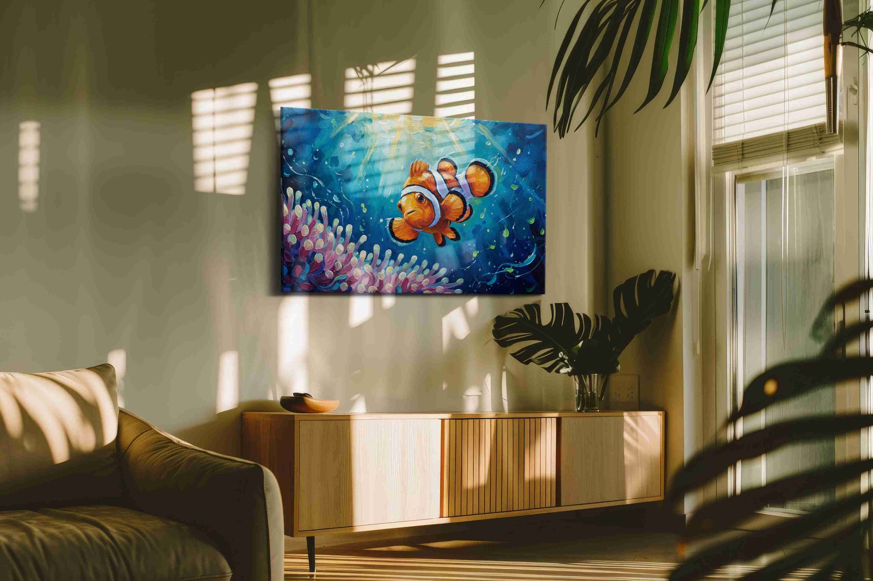Undersea Serenade sealife canvas print, on wall, lifestyle preview