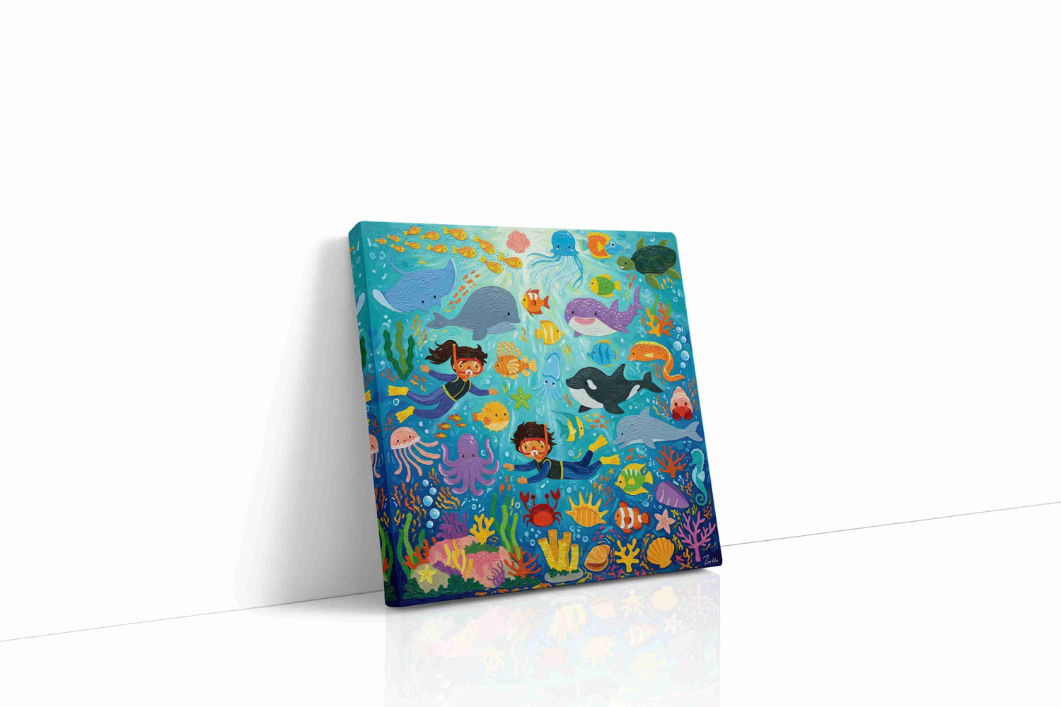 Underwater Adventures A Joyful Swim sealife canvas print, gallery-wrapped, ready to hang