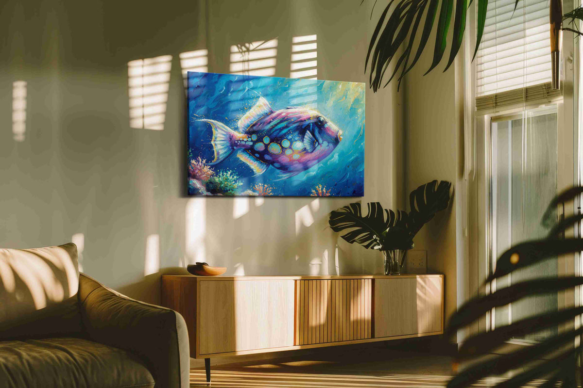 Underwater Color Symphony sealife canvas print, on wall, lifestyle preview