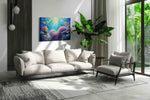 Underwater Kaleidoscope sealife canvas print, on wall, lifestyle preview